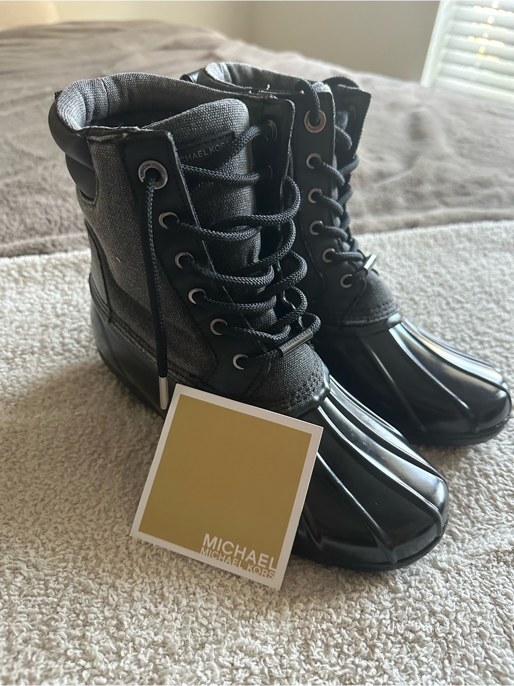 Michael Kors Black Lace-Up Rain Boots